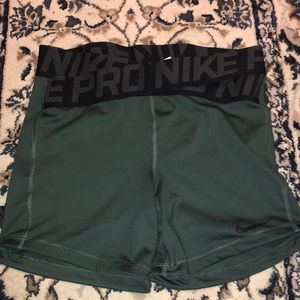 Army green Nike pro shorts